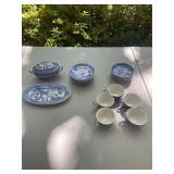 Vintage miniature blue and white porcelain lot
