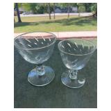 2 vintage clear glass dessert/coupe glasses