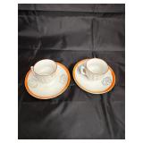Two Vintage porcelain cup and saucer sets