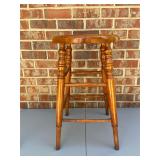 Vintage wooden woven cane seat stool