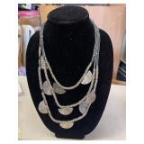 28' CORDED NECKLACE W/ SILVER DISCS