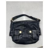 MICHAEL KORS BLACK LEATHER SHOULDER PURSE
