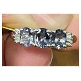 BLUE TANZANITE IN PLATINUM OVERLAY STERLING SIZE 5