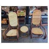 VINTAGE WICKER ROCKING CHAIRS WITH TABLE