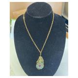 KIRKS FOLLY PEACOCK FEATHER PENDANT NECKLACE