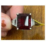 BLAZING RED QUARTZ PLATINUM OVERLAY STERLING