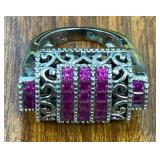 MAGENTA STONES ON STERLING SIZE 5