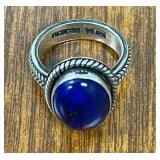 SIZE 5 DARK BLUE GEM ON STERLING