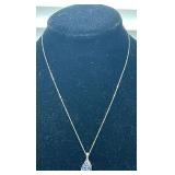 PEAR SHAPE PENDANT NECKLACE W/ STERLING CHAIN