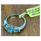 BLUE CRYSTALS ON STERLING SIZE 5