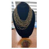 20' MULTI-COLOR BEADS W/ WOOD CLASP & BRACELET