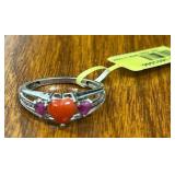 RED HEART STONE STERLING SIZE 5 RING