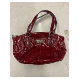 COACH SHINY RED LEATHER SHOULDER BAG