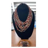 20' MULTI-COLOR BEADS W/ WOOD CLASP & BRACELET