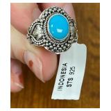 TURQUOISE RING IN STERLING SILVER SIZE 6