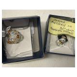(2)- JEWELED ANIMAL PENDANT NECKLACES