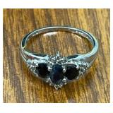 MIDNIGHT BLUE SAPPHIRE SIZE 5 STERLING RING