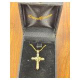 GOLD COLORED CROSS NECKLACE WITH BOX
