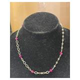 20' STERLING SILVER NECKALCE WITH PINK STONE
