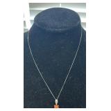 MEDITERRANEAN CORAL PENDANT WITH CHAIN