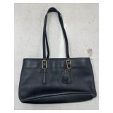 COACH BLACK LEATHER TOTE BAG