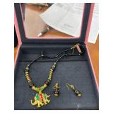 MATCHING ELEPHANT PENDANT NECKLACE AND EARRINGS