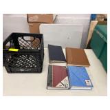 ASSORTED PHOTO ALBUMS WITH MILK CRATE