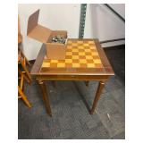 CHESS TABLE WITH METAL CHESS PIECES