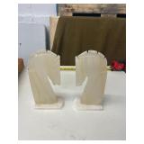 PAIR OF QUARTZ HORSE BOOK ENDS