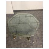 GLASS TOP COFFEE TABLE WITH METAL BASE