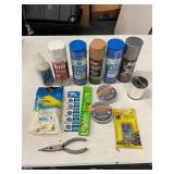 ASSORTED SPRAY PAINTS AND HARDWARE