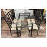 GLASS TOP DINING TABLE WITH FOUR CHAIRS
