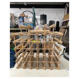 LARGE WOODEN WINE BOTTLE RACK