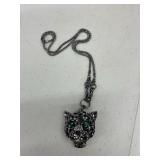 28' TIGER HEAD NECKLACE IN DARK SILVERTONE