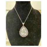 MOSS AGATE PENDANT NECKLACE WITH CHAIN