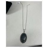 MOSS AGATE PENDANT NECKLACE (MISSING CLASP)
