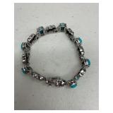 STERLING TURQUOISE STONES & ELEPHANTS BRACELET