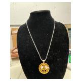 GOLD TONE PEACE PENDANT NECKLACE