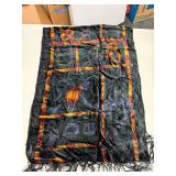BLACK AND ORANGE SILK SHAWL