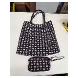 PINK ELEPHANT PRINT TOTE BAG AND WRISTLET
