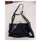 BLACK SHOULDER BAG WITH 'S' ON IT