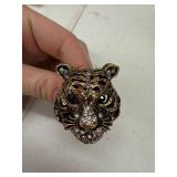 GOLDTONE TIGER HEAD RING SIZE 6.25