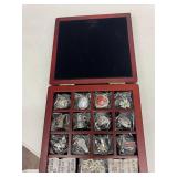 CHARM BRACELET WITH ASSORTED CHARMS IN WOOD BOX