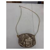 WHITING AND DAVIS GOLD COLOR CROSSBODY PURSE