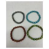 (4)- ASSORTED COLORED BRACELETS