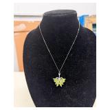 18' PERIDOT IN STERLING BUTTERFLY NECKLACE
