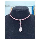 14-16' PINK LEATHER CORDED PENDANT NECKLACE