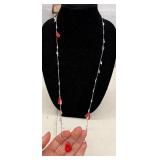 RED BEAD AND WHITE PEARL NECKLACE