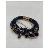 BLACK LEATHER BRAIDED BRACELET