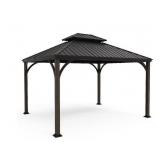 ALLEN+ROTH 12FTX10FT BLACK GAZEBO W/ HARDTOP ROOF